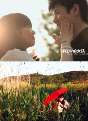 撑红伞的女孩